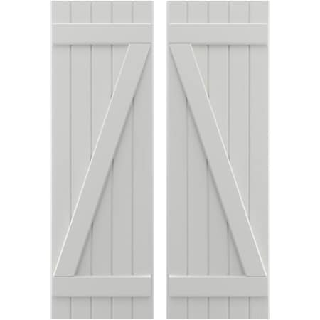 Americraft 5-Board (2 Batten) Wood Joined Board-n-Batten Shutters W/ Z-Bar, ARW102BB518X58STH